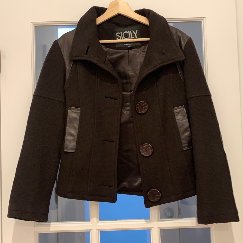 Sicily brown winter leather & wool jacket